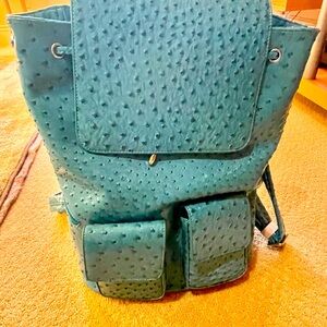 Gorgeous teal blue / torquoise ostrich tennis bag